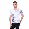 2018 Summer Men's T-shirt New Fashion Coconut Island Printing T Shirt Men V Neck Short Sleeve Slim Fit Casual Mens Tee Shirt 5XL