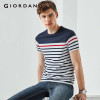 Giordano Men Tee Stripe Pattern Thirt Short Sleeves Crewneck Homme T-shirt Fashion 2018 Mens Tops Collection