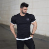 2018 NEW Men Summer gyms t-shirt Fitness Bodybuilding Crossfit shirts Stitching color O-Neck short sleeve brand tee tops fashion