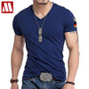 2018 Man military T shirt Men's V-Neck Slim Fit Short Sleeved T-Shirts Fashion Casual Cotton Tee Shirt For Men Plus size to 5XL