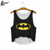 Lei-SAGLY The Batman Sign Cartoon Printed Black Crop Tops Summer Elastic Cute Sexy Tank Top Fitness Women Cropped Vest F669