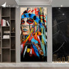 HD printed 3 piece canvas art native American Indian with feather Painting wall picture for livingroom 2018 dropshipping NY-5786