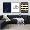 COLORFULBOY Modern Happy Quotes Canvas Painting Black White Wall Pictures For Kids Room Wall Art Posters And Prints Home Decor