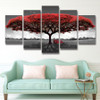 5 panel Printed red tree art scenery landscape modular picture large canvas painting for bedroom living room home wall art decor