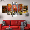 5 Piece Multi Pictures Colorful Forest Waterfall Beautiful Landscape Paintings For Living Room Wall Decor Canvas Art No Frame