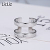 LicLiz 925 Sterling Silver Open Ring Adjustable Double Layers Finger Rings Bands H Solid Ring Plain For Women Men Jewelry LR0305