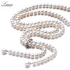 Cultured real long pearl necklace 100% genuine freshwater pearl necklace fashion jewelry for gift cloth accessories