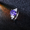 Standard Sterling Silver S925 Ring Fashion Women Purple Zircon Wedding Party Gifts Korean Style FCGJHW