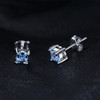 JewelryPalace Natural Sky Blue Topaz 925 Solid Sterling Silver Fashion Women Dazzling Princess Cut Stud Earrings For Women