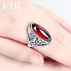 EDI 925 Sterling Silver Natural Garnet Adjustable Ring for Women Vintage Classic Sterling Silver Jewelry Wedding Rings