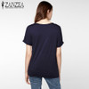 ZANZEA Summer T-Shirt 2018 Fashion Women Short Sleeve V-neck Loose Basic Tee Top Casual Plain Tshirt Blusas Plus Size S-5XL