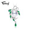 FENASY 925 sterling silver necklace ,pearl jewelry statement necklace Pearl pendant for women flower beryl Bohemia necklace 2018