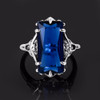 100% Handmade Real 925 Sterling Silver Classic European American Big Lab Sapphire Stone Anniversary Ring Fine Jewelry Best Gift