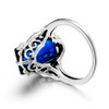 100% Handmade Real 925 Sterling Silver Classic European American Big Lab Sapphire Stone Anniversary Ring Fine Jewelry Best Gift