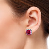 JQUEEN 3Ct Ruby Red Earrings Princess Cut 925 sterling silver earrings bijoux wedding earrings vintage stud earrings