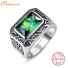 Fine 6.8Ct Nano Russian Emerald Ring For Men Solid 925 Sterling Sliver Jewelry Engagement Wedding Ring For Men Size 6-Size14