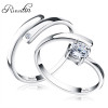 Rinntin 100% Sterling Silver 925 Promise Rings Set With Cubic Zircon Resizable Couple Ring For Women Men Fine Jewelry TSR22 