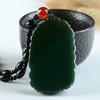 Pure natural hand carved qing jade dragon necklace pendant Size:50MM *31MM