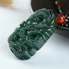 Pure natural hand carved qing jade dragon necklace pendant Size:50MM *31MM