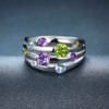 Hutang Stone Jewelry Natural Peridot Amethyst Blue Topaz Solid 925 Sterling Silver Ring Colorful Gemstones Fine Fashion Jewelry