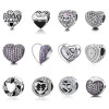 12 Style Authentic 925 Sterling Silver Heart Shape Beads Charm Fit pandora Charm Bracelet DIY Original Silver Jewelry