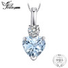 JewelryPalace Heart Love 0.8ct Natural Aquamarine White Topaz Pendant 925 Sterling Silver Pendant Fine Jewelry Statement Jewelry