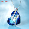 iSTONE Blue Crystal Heart Of Sea Pendant Necklaces With 925 Sterling Silver Necklace Natural Gemstone Fine Jewelry for Woman