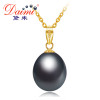 DAIMI Black Pearl 18K Yellow Gold Pendant Natural Freshwater Pearl Pendant Necklace 45cm Gift For Women