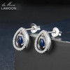 Lamoon 3X5mm Teardrop 100% Real Blue Sapphire 925 sterling-silver-jewelry  Crown Stud Earring S925 LMEI054