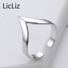 LicLiz Genuine 925 Sterling Silver Adjustable Rings For Women Men Party V Ring Simple Geometric Triangle Open Ring Ringen LR0313