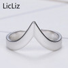 LicLiz Genuine 925 Sterling Silver Adjustable Rings For Women Men Party V Ring Simple Geometric Triangle Open Ring Ringen LR0313