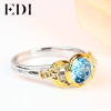 EDI Natural Blue Topaz Wedding Ring 925 Sterling Silver 18k Gold Rings Classic Unique Design New Rings Fine Jewelry for Women