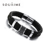 2018 Hot Selling Handmade Genuine Leather Weaved Double Layer Man Bracelets Casua Bicycle Motorcycle Delicate Cool Men Jewelry