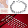 999 Sterling Silver Bracelet Beads Shape Smooth Ball Men And Women Bangle Lucky Classic Jewelry Genuine 2022