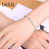 LicLiz Pure Silver Adjustable Bracelet Beads Strand Bracelets Bangles Charms Ball 925 Sterling Heart Bracelet Elastic LB0081