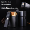FOCUS Cigarette Case Box Lighter with Flameless Removable Electronic Lighter Windproof Torch Lighter 20pcs Cigarette Holder Case