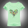 2017 summer Heart shape colorful butterfly t shirt women beautiful spring summer shirt brand fashion shirt cool tops F05