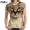 FORUDESIGNS Black 3D Cat Animal Women Casual T Shirt Brand Clothing Women Short Sleeved Breathable Tshirt Female Fitness Tops