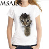 MSAISS Summer Cat 3D Lovely T Shirt Women Printing Originality O-Neck Short Sleeve T-shirt Tops Tee