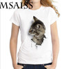 MSAISS Summer Cat 3D Lovely T Shirt Women Printing Originality O-Neck Short Sleeve T-shirt Tops Tee