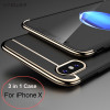 For iPhone X Case Vpower 3 in 1 Ultra Slim Case For Apple iPhone X Luxury PC Hard Plating Phone Back Cover For iPhoneX Shell