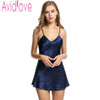 Avidlove Stain Nightgown Women Slik Sleepwear Sexy Night Dress V Neck Strap Solid Nightwear Sleep Dress Female Home Clothes