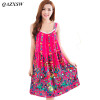 QAZXSW 2018 New Women Summer Night Dress Plus Size Loose Butterfly Printing Casual Nightwear Sleepwear Nightgown Vestidos YX0077