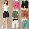 New 2018 Summer shorts women high waist Fashion Pleated Loose solid cotton linen feminino short for women candy color shortsXXXL