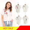 2018 Top Summer Women Casual Tops Short Sleeve Embroidery White Top Blouses Shirts Sexy Kimono Loose Beach Shirt Blusas Feminina