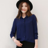 Women Shirts Blouses Long Sleeve Turn-Down Collar Solid Ladies Chiffon Blouse Tops OL Office Style Chemise Femme