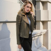 Lily Rosie Girl Casual Suede Leather Women Jacket Ruffle Long Sleeve Short Coats 2018 Spring Female Fuax Coat Outerwear Crop Top