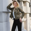 Lily Rosie Girl Casual Suede Leather Women Jacket Ruffle Long Sleeve Short Coats 2018 Spring Female Fuax Coat Outerwear Crop Top