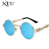 Gothic Steampunk Sunglasses Men Women Metal WrapEyeglasses Round Shades Brand Designer Sun glasses Mirror  High Quality UV400