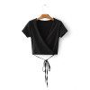 Summer Sexy V-neck knitted top tees Women black short sleeve bustier crop top Party white tops tank slim female camisole